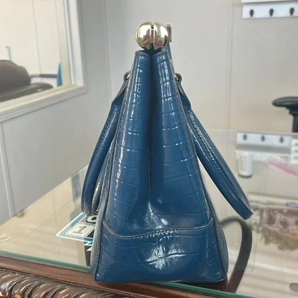 Kate Spade Navy Croc-Embossed Shoulder Bag and Dust BagNavy Blue Preowned - Picture 8 of 15